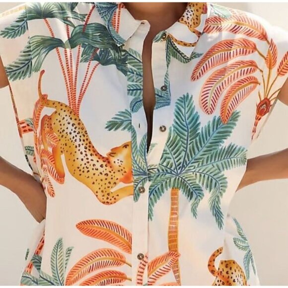 Maeve x Anthropologie The Lillian cap-sleeve button-front midi dress Medium - Picture 6 of 15